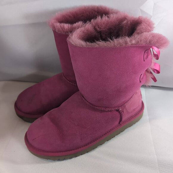 UGG Australia 3280 Boots Cerise Pink Bailey Bow US Women's 5 Mid Calf Sheepskin - Picture 6 of 16